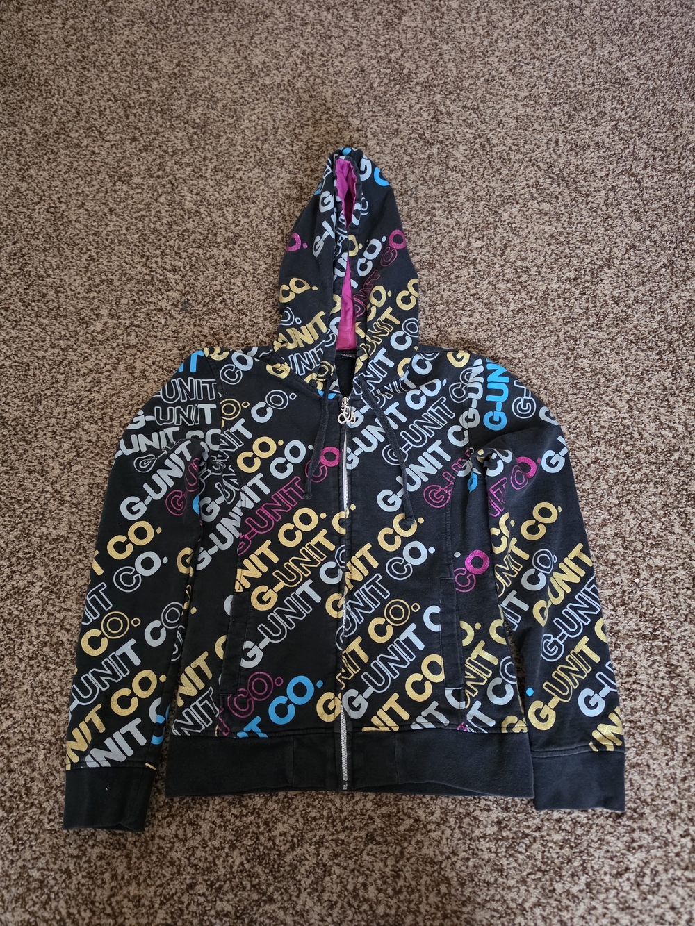 Vintage G Unit Hoodie Womens Small Long AOP All Over Print Jacket Sweatshirt Y2K